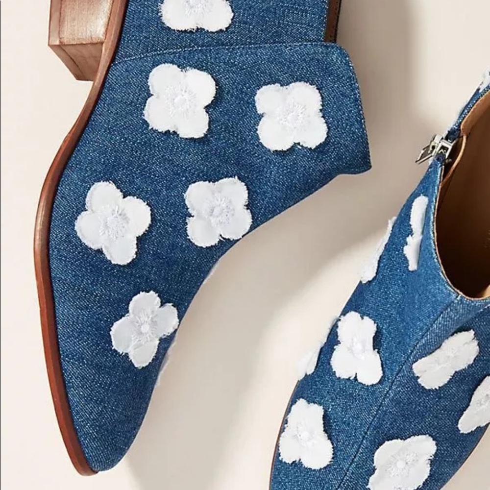 Anthropologie Flower Appliqué Booties.